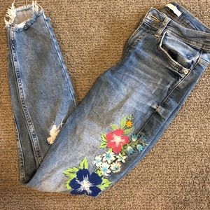 Zara floral jeans